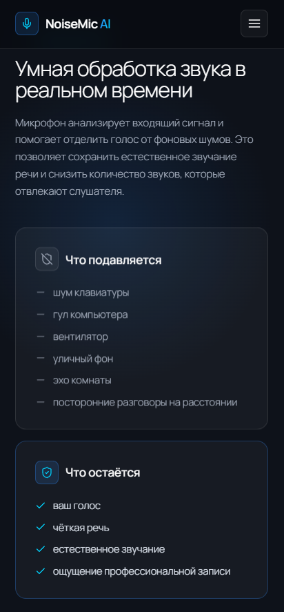 Микрофон с AI-шумоподавлением: дополнительный экран 03